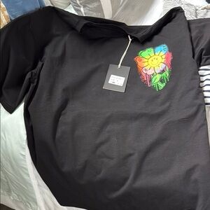 Black T-Shirt with Colorful Graphic